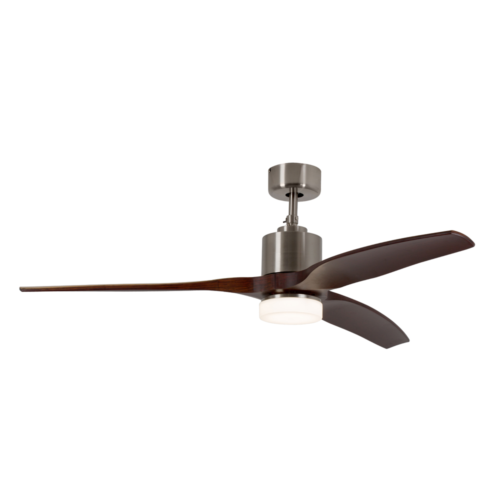 3 Blade Dark Wood & Satin Chrome Fan with LED (F76DWSC)