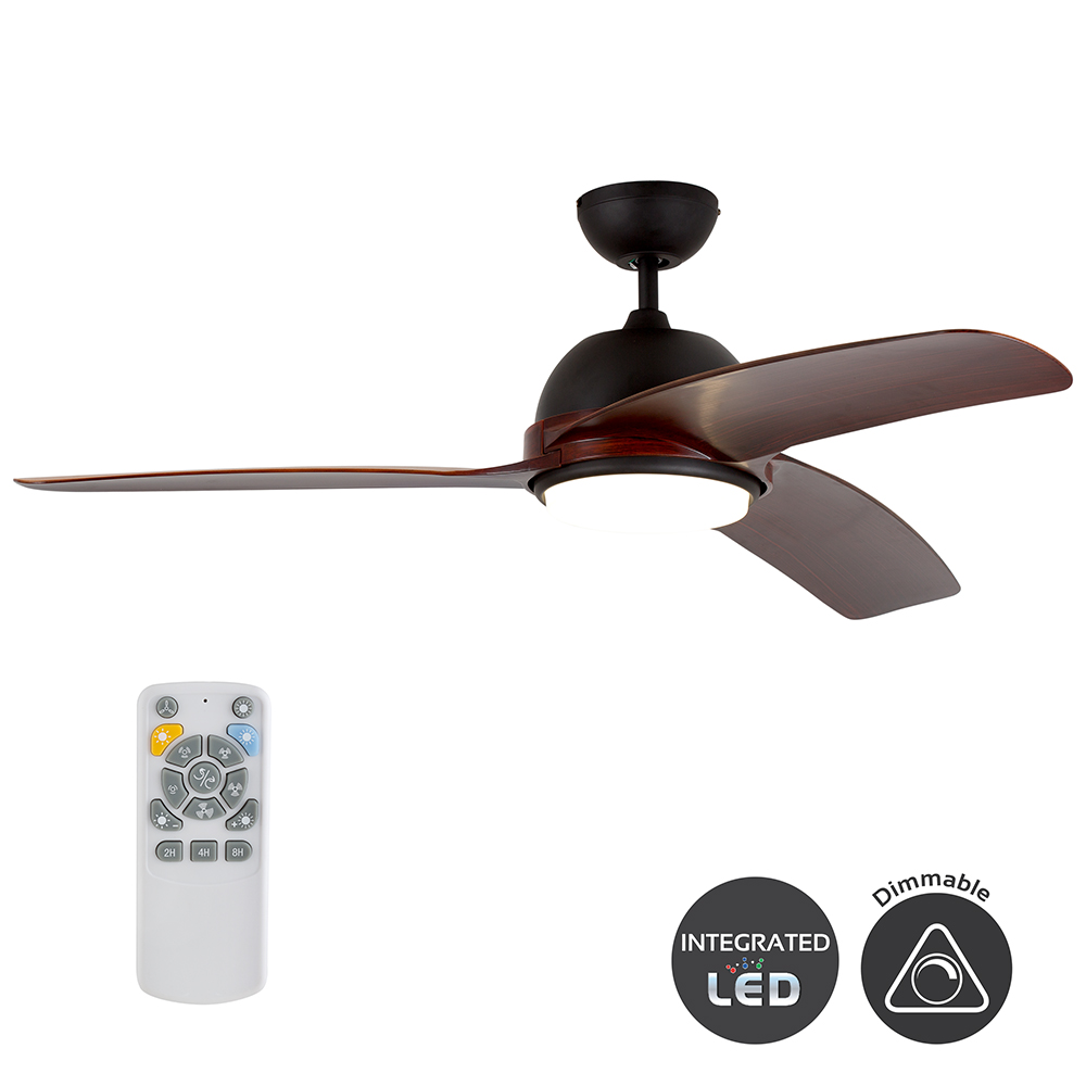 3 Blade Dark Wood Fan with LED (F77DWB)