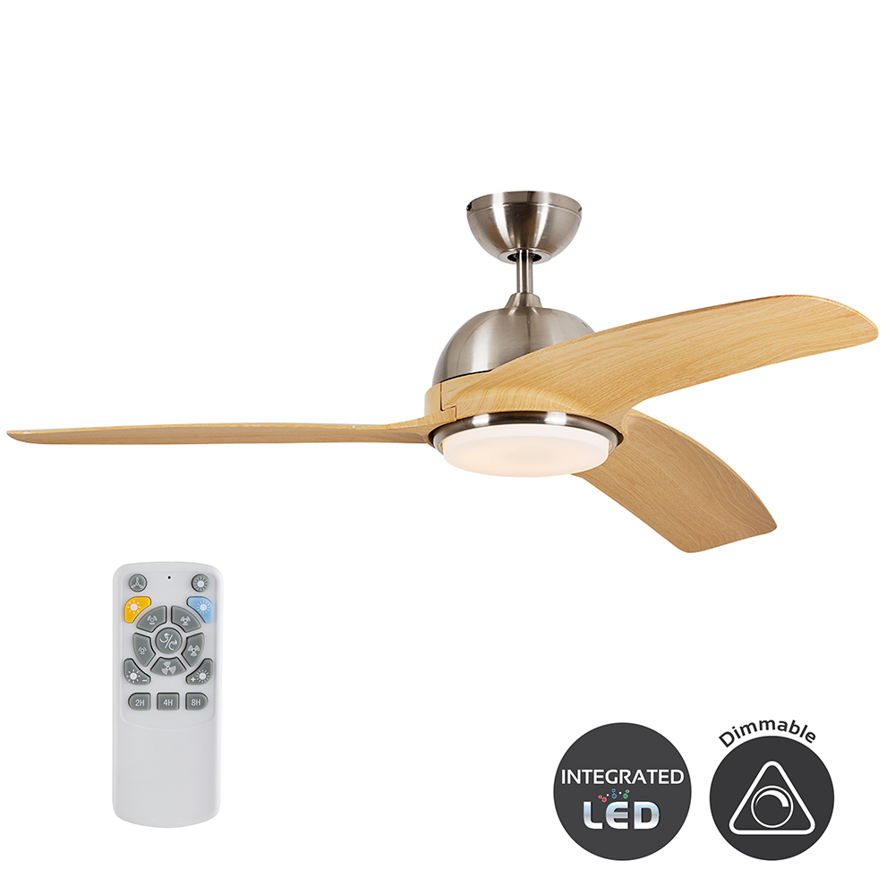 3 Blade Light Wood Fan with LED (F77LWSC)