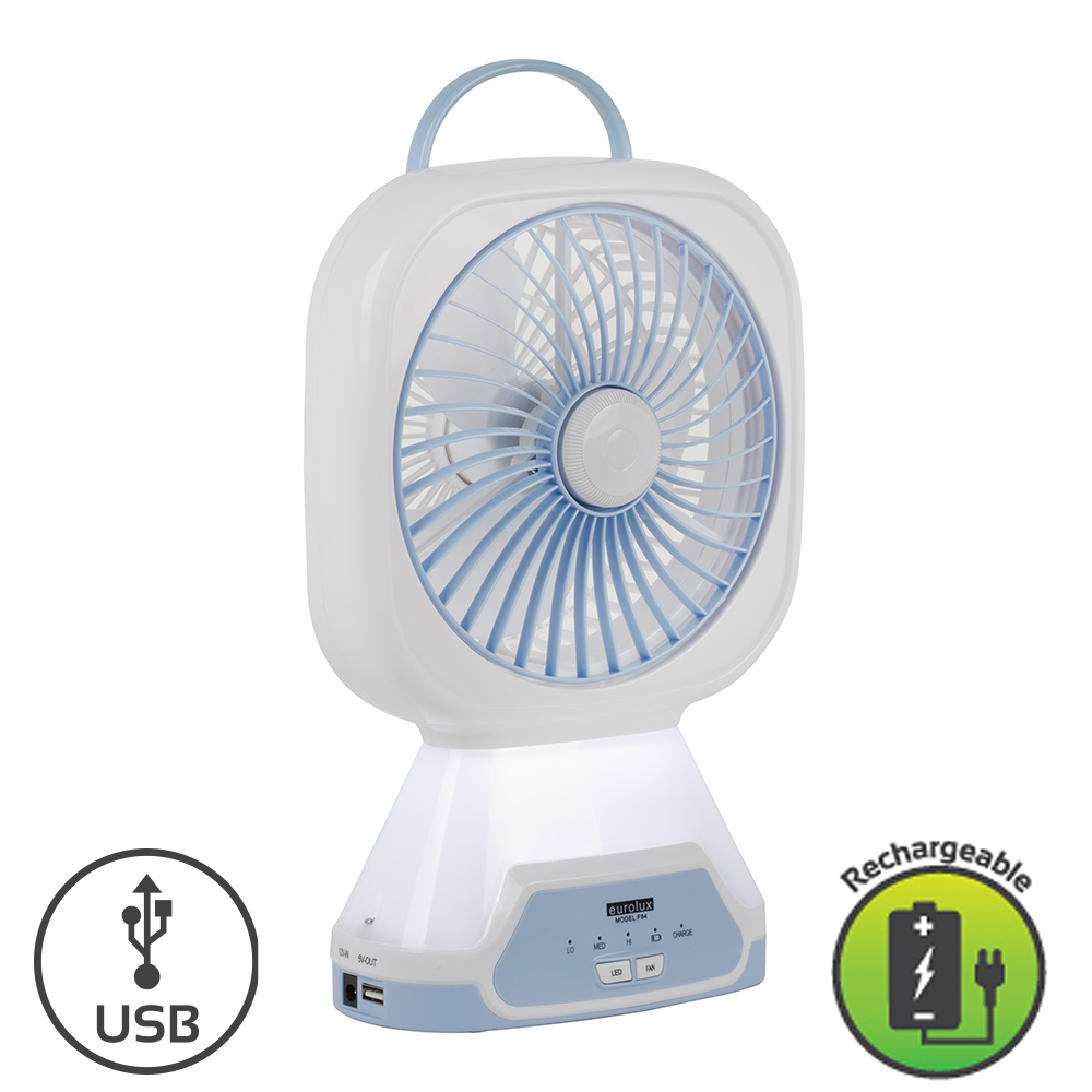 Rechargeable Portable Fan with LED Emergency Light (F84)