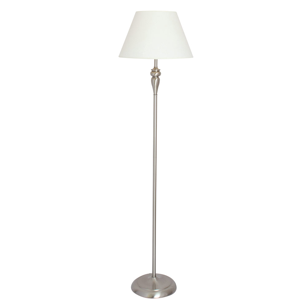 Floor light satin chrome cloth shade foot switch (FL120SC)