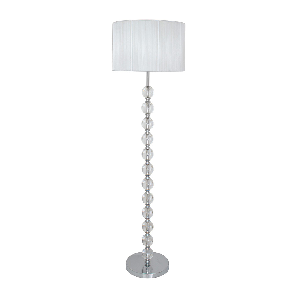 Satin chrome floor light clear orbs white string shade (FL132)