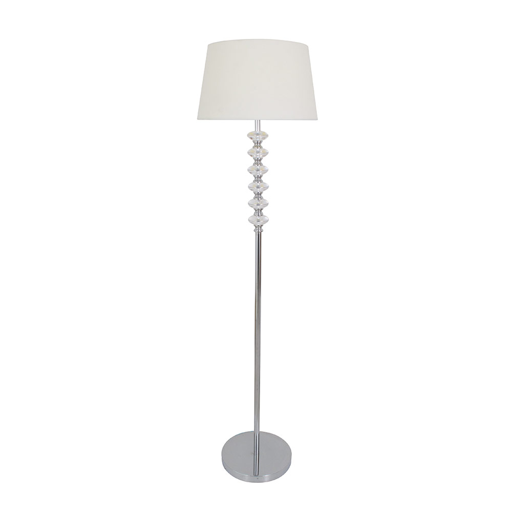 Satin chrome clear orbs white fabric shade (FL134)