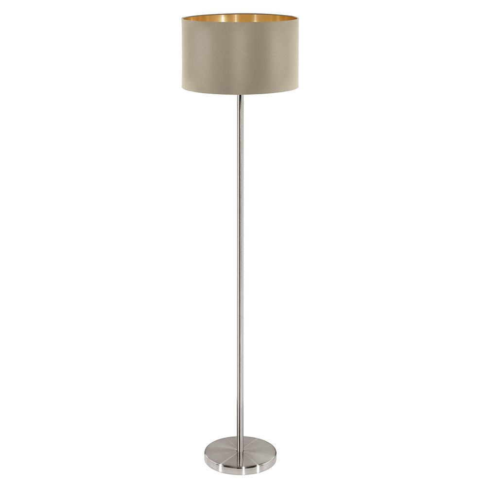 Maserlo fabric taupe / gold floor light (FL206TG)