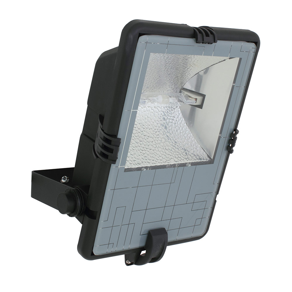 Metal halide floodlight 150W, plastic body, glass diffuser black (FS115)