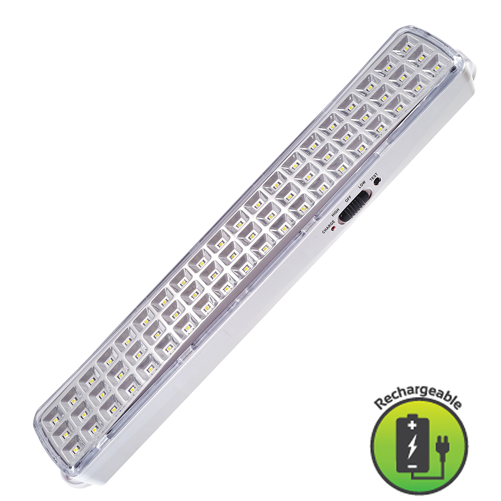 Rechargeable LED Emergency Light - 3.7V 2.2 AH 2 PCS WITHOUT PULL SWITCH Recha LED Emergency Light 90 LED, FS208. (FS208)