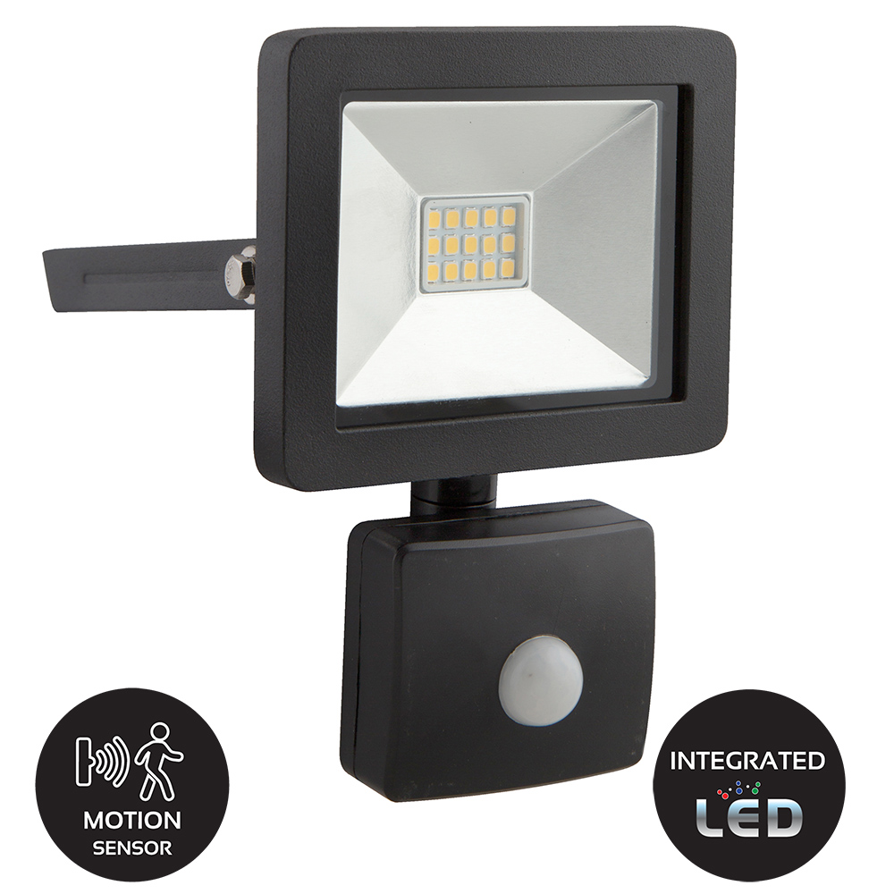 Black 10W LED Motion Sensor Floodlight - BLACK 10W LED MOTION SENSOR FLOOD LIGHT , FS252. (FS252)