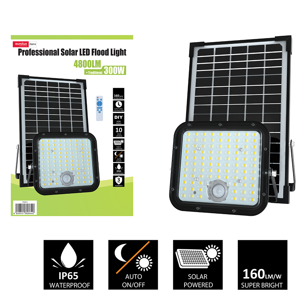 Solar 4800lm LED 6000K Floodlight with Sensor (FS313)