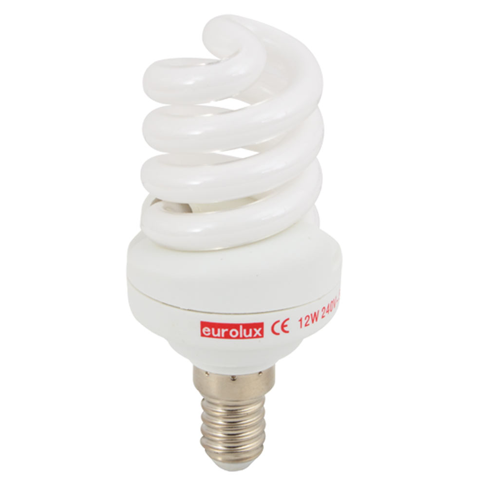 Cool White E14 12W Mini Spiral CFL (Blister Pack) (G534BP)