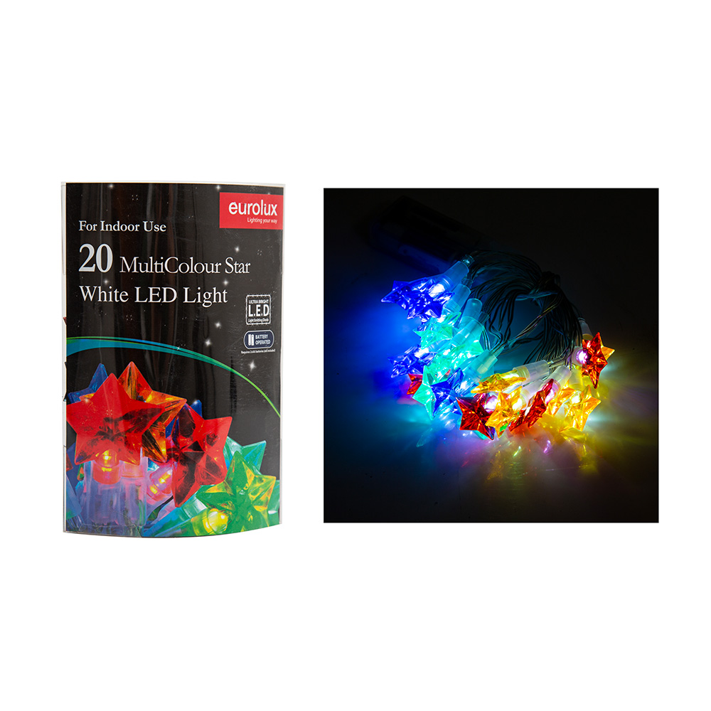20 LED LIGHT CHAIN - STAR BATTERY OPERATED (H136W)
