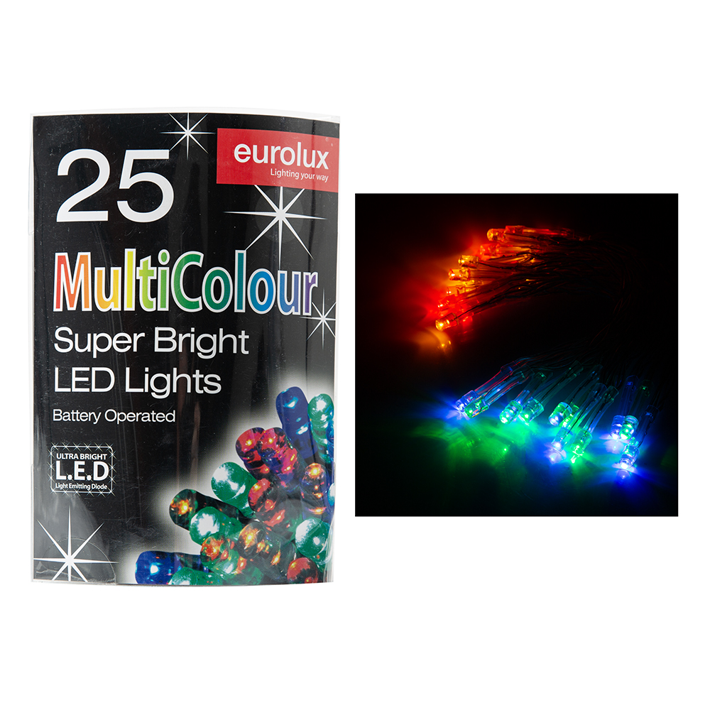25 LED LIGHT CHAIN  COLOUR BATTERY OPPERATED (H137)