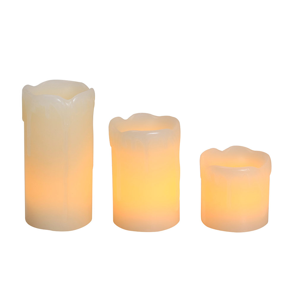 3Pcs LED Candle Dripping Effect Ivory Yellow (H151)