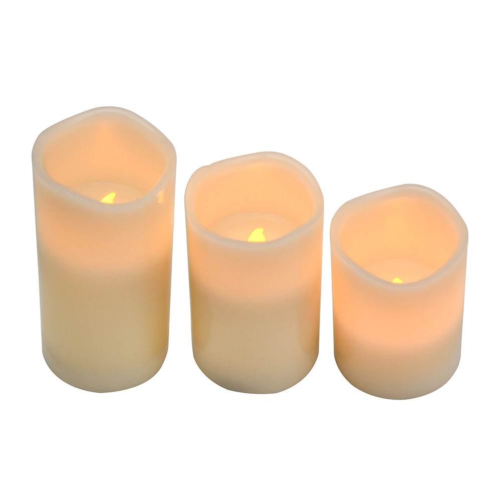 3Pcs LED Candle Flameless On/Off Remote Ivory (H153)