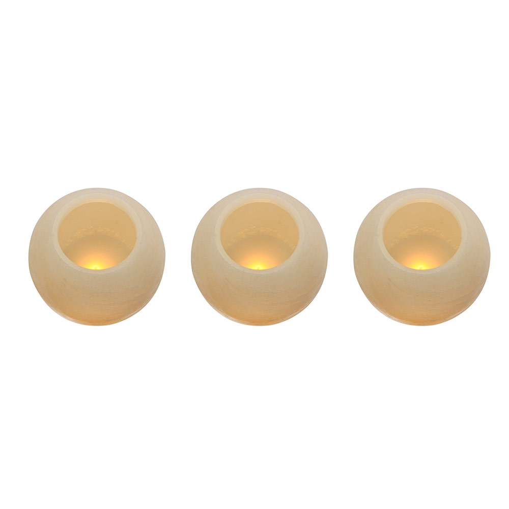 3Pcs LED Candle Ball Shaped Rustic Surface (H155)