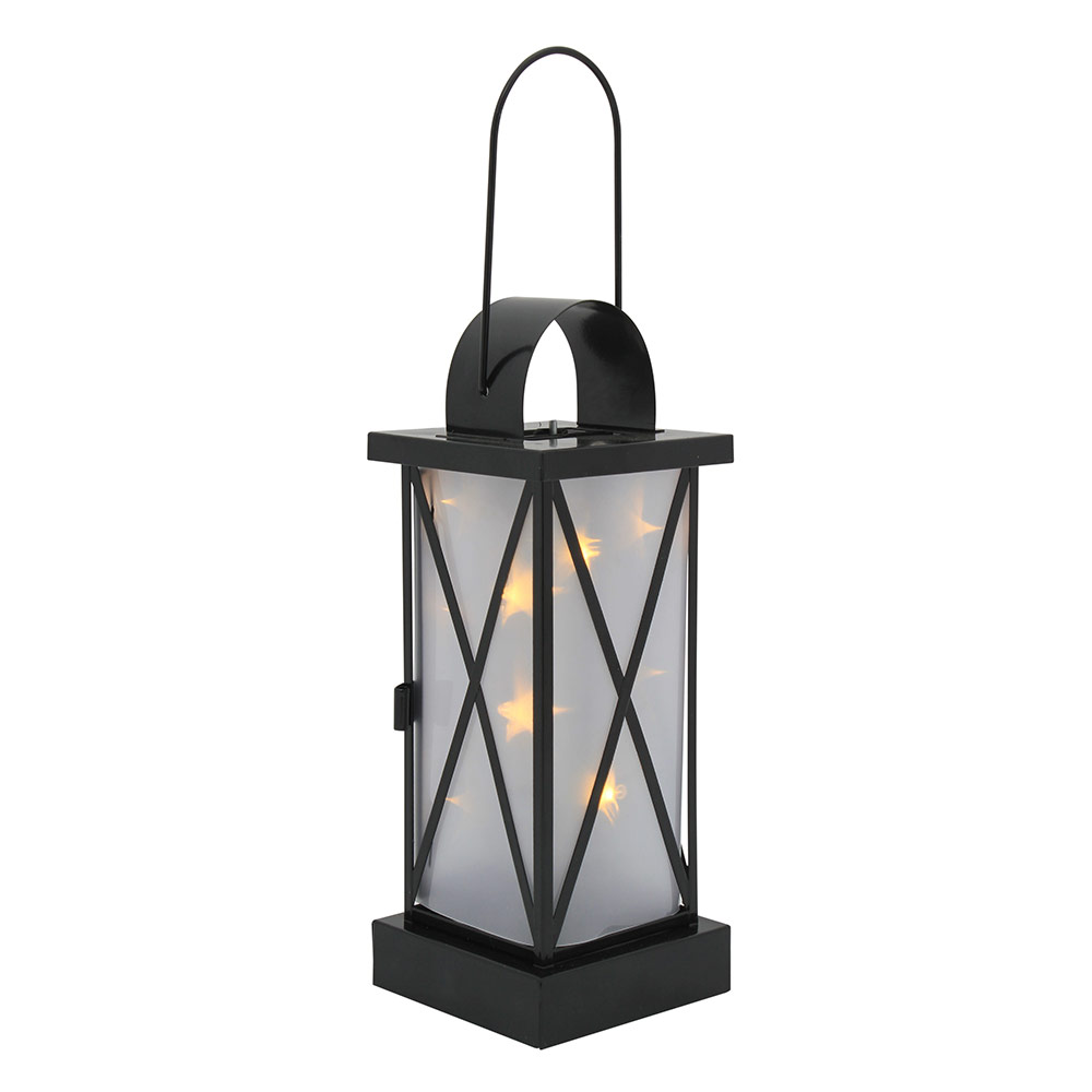 10Light LED Lantern Black Battery Operated (H158)