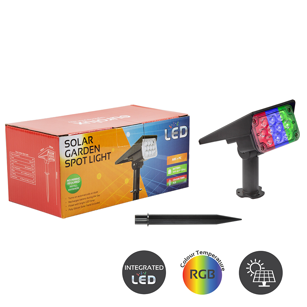 RGB Solar Garden Spotlight - RGB 3w Solar Garden Spotlight (H222)