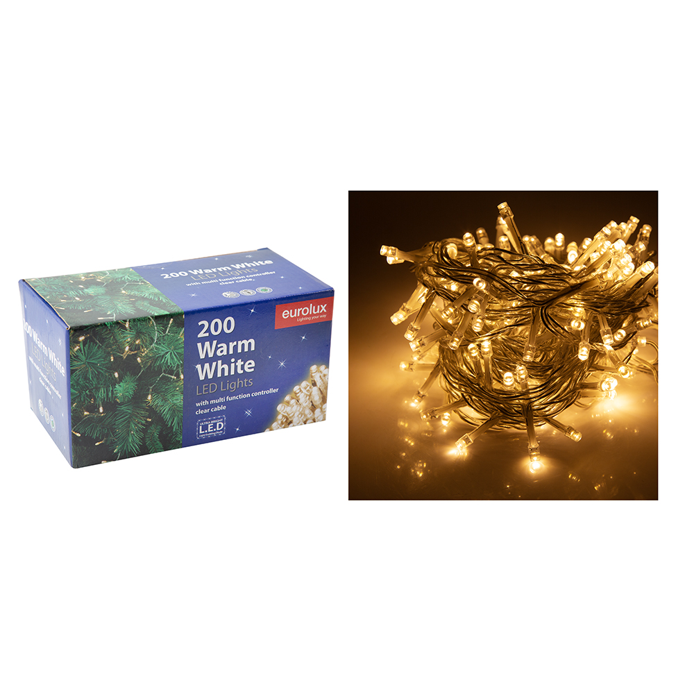 200 LED FAIRY LIGHTS 10m  CLEAR CABLE 1.5 LEAD (H35WW)