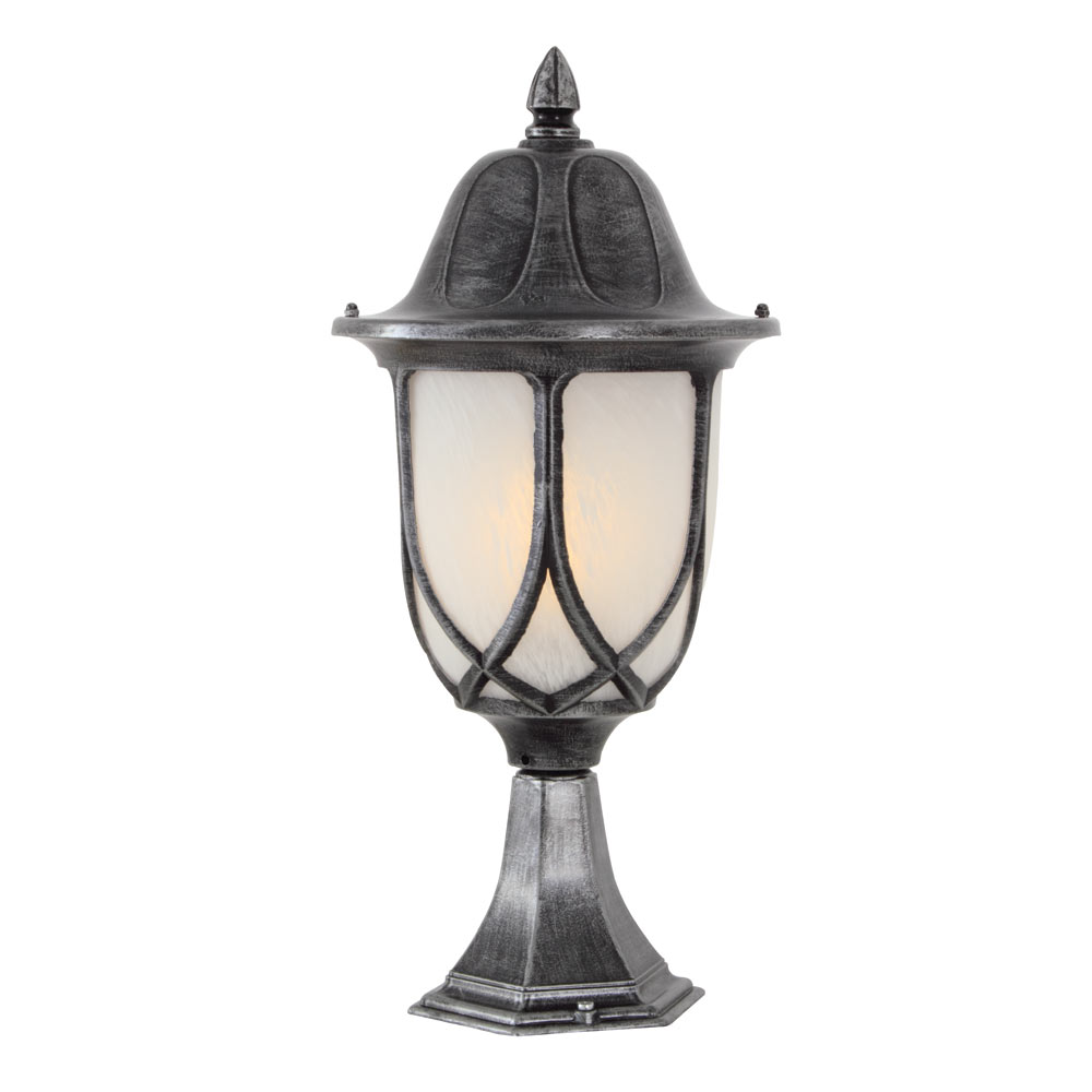 Wall lantern alabaster black / silver - WALL LANTERN ALABASTER BLK/SILVER, O134BS. (O134)