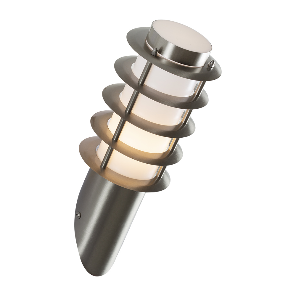 Wall Light with grid - WALL LAMP STAINLESS STEEL W/GRID, O142SS. (O142SS)