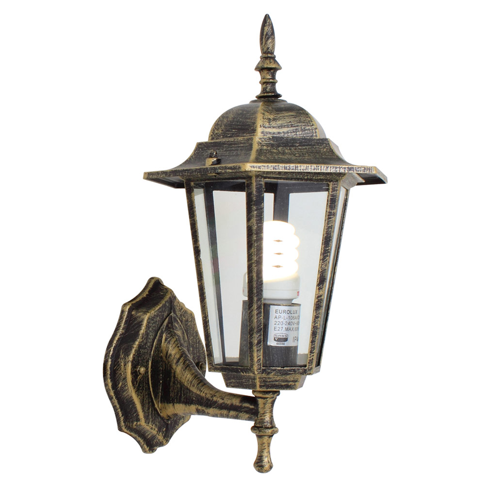 Lantern 6 Panel Up Facing Black/Gold - LANTERN 6 PANEL UP FACING BLK/GOLD, O15BG. (O15BG)