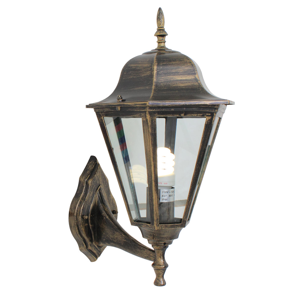 Lantern 6 panel large up facing black / gold - LANTERN 6 PANEL LARGE UP FACING BLK/GOLD, O16BG. (O16)