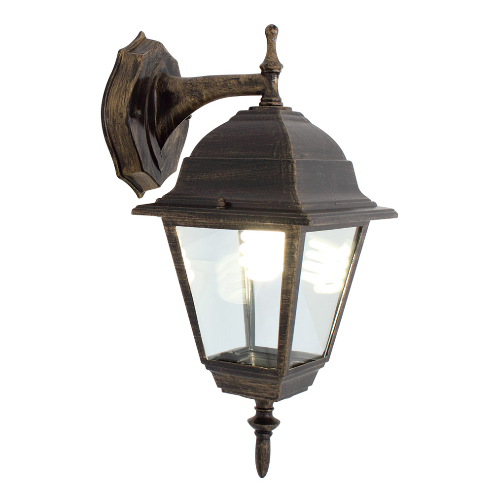 Lantern 4 panel down facing black / gold - LANTERN 4 PANEL D/FACING BLK/GOLD, O17BG. (O17)