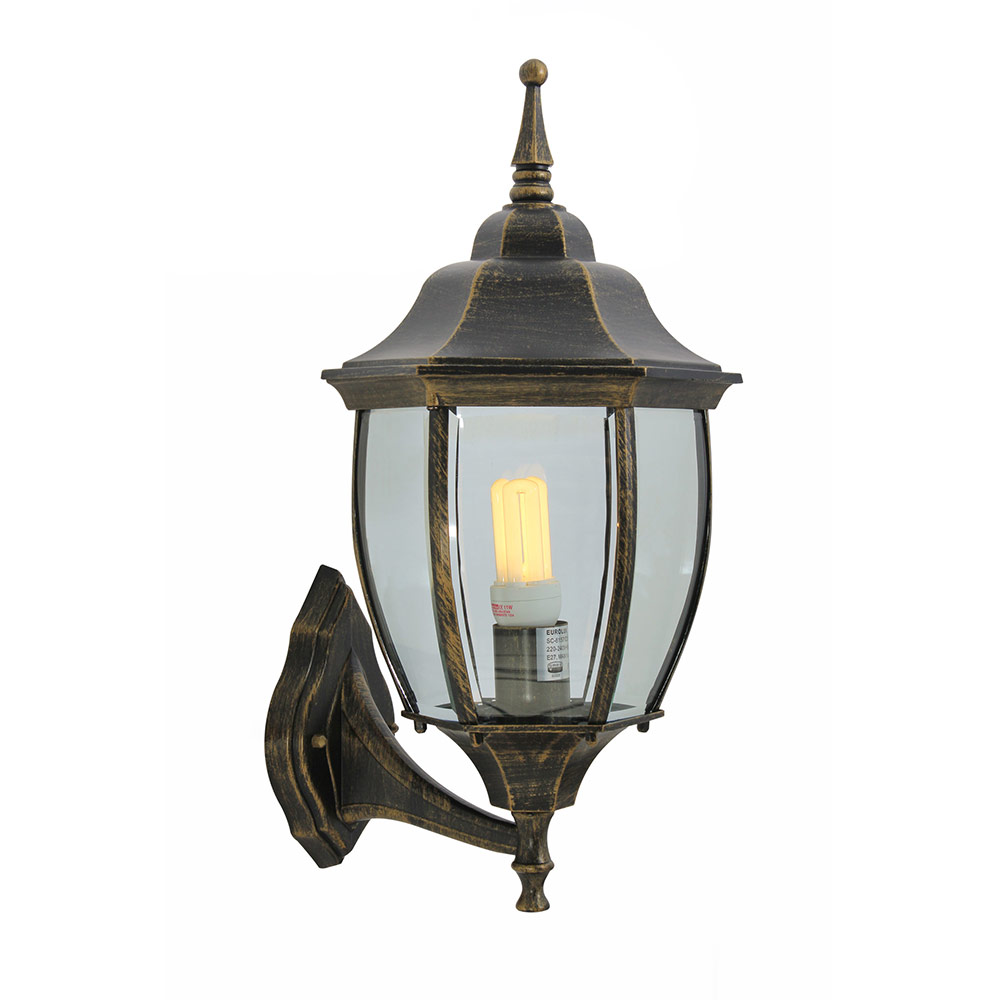 Lantern 6 panel large black / gold - LANTERN 6 PANEL LARGE BLK/GOLD, O21BG. (O21BG)