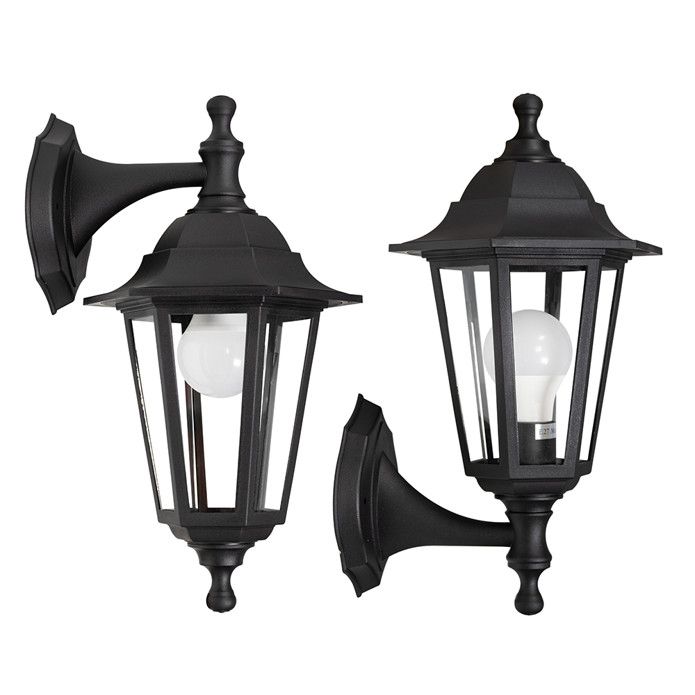 Black Plastic Lantern 6 Panel Up and down facing