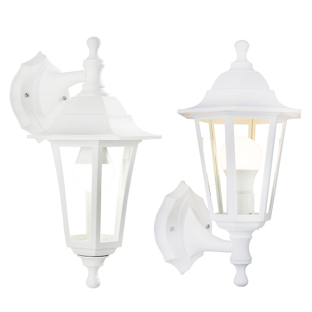 White Plastic Lantern 6 Panel Up and down facing (O303W)