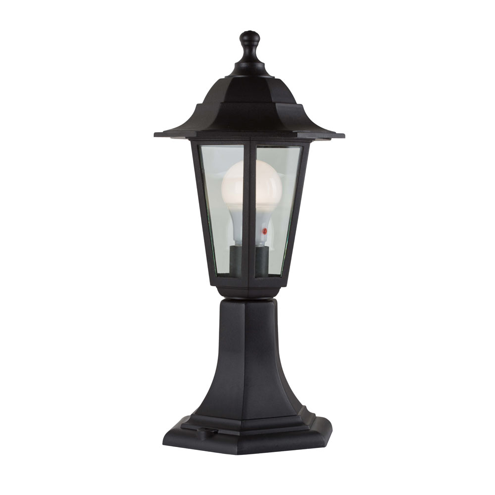 Black Plastic Lantern 6 Panel Pedestal (O305B)