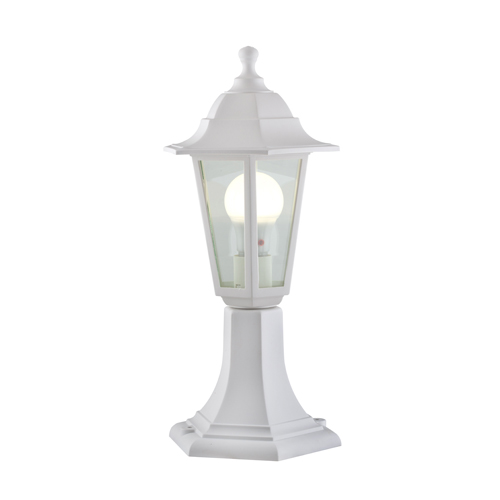 White Plastic Pedestal 6 Panel Lantern (O305W)