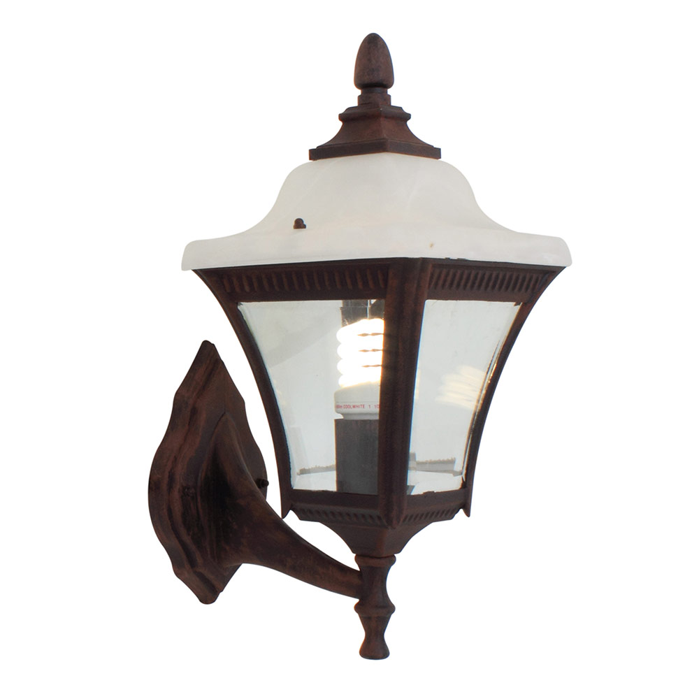 Lantern alabaster top bevelled glass black rust - LANTERN ALAB.TOP BEV.GLASS BLACK RUST, O31BR. (O31BR)