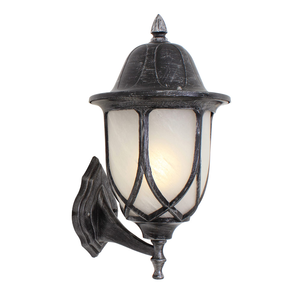 Wall lantern alabaster black / silver - WALL LANTERN ALABASTER BLK/SILVER, O32BS. (O32)
