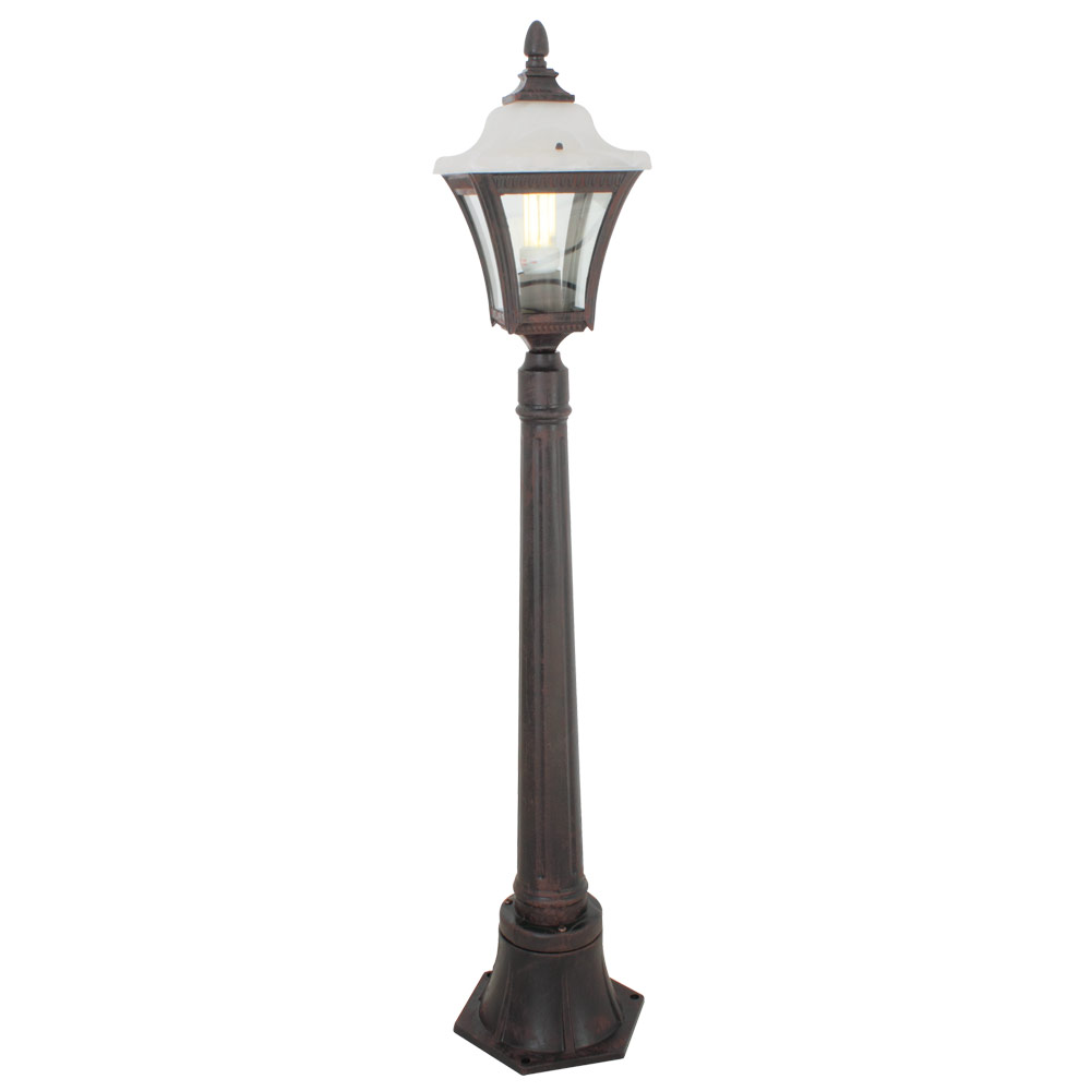 Lantern 0.8M pole alabaster glass rust - LANTERN 0.8m POLE ALAB GLASS RUST, O34R. (O34R)