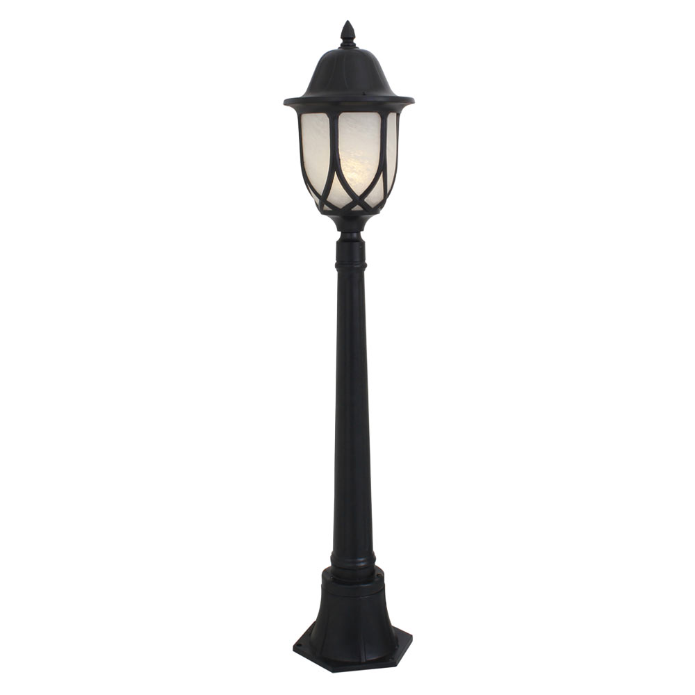 Lantern 1M pole alabaster glass black - LANTERN 1M POLE ALAB GLASS BLK, O35B. (O35)