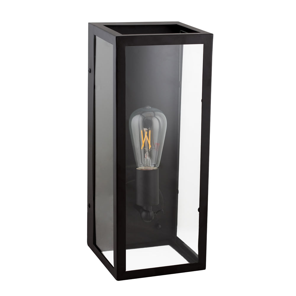 WALL LIGHT E27 CLEAR GLASS BLACK (O410B)