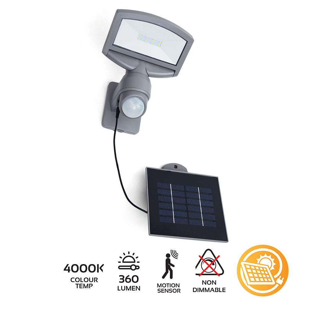 Sunshine Solar Wall Light Silver (O462)