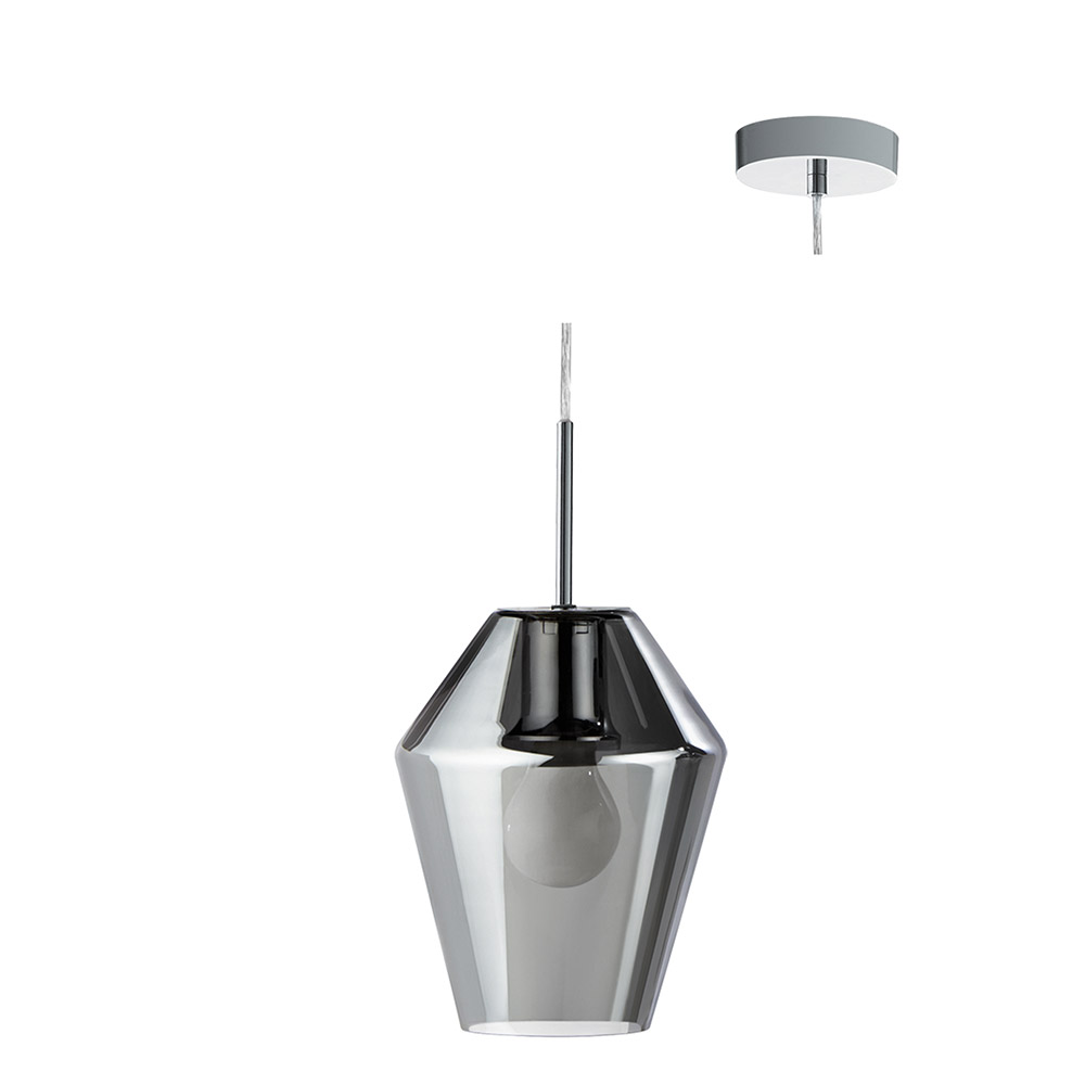 Murmillo Pendant 1L 28w E27 Chrome/Glass (P1079)