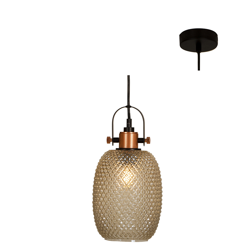 Pendant Glass 160 E27 Copper/Cognac (P1106)