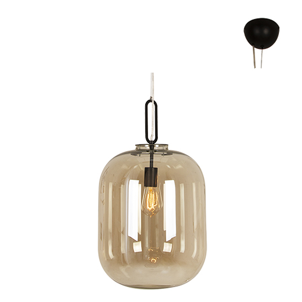 Pendant Glass 350 E27 Matt Black/Cognac (P1110CG)