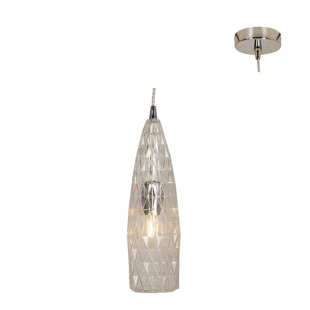 Pendant Glass E27 Chrome/Clear (P1112CL)