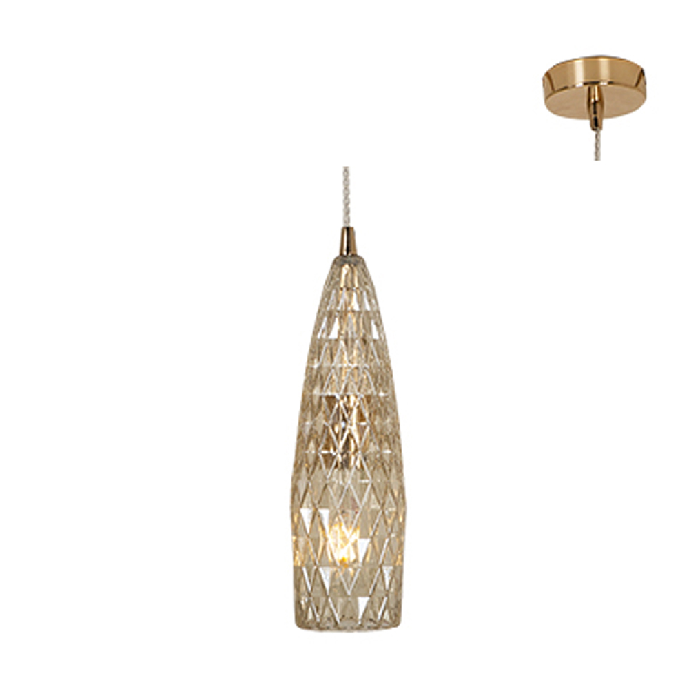 Pendant Glass E27 French Gold/Cognac (P1113CG)