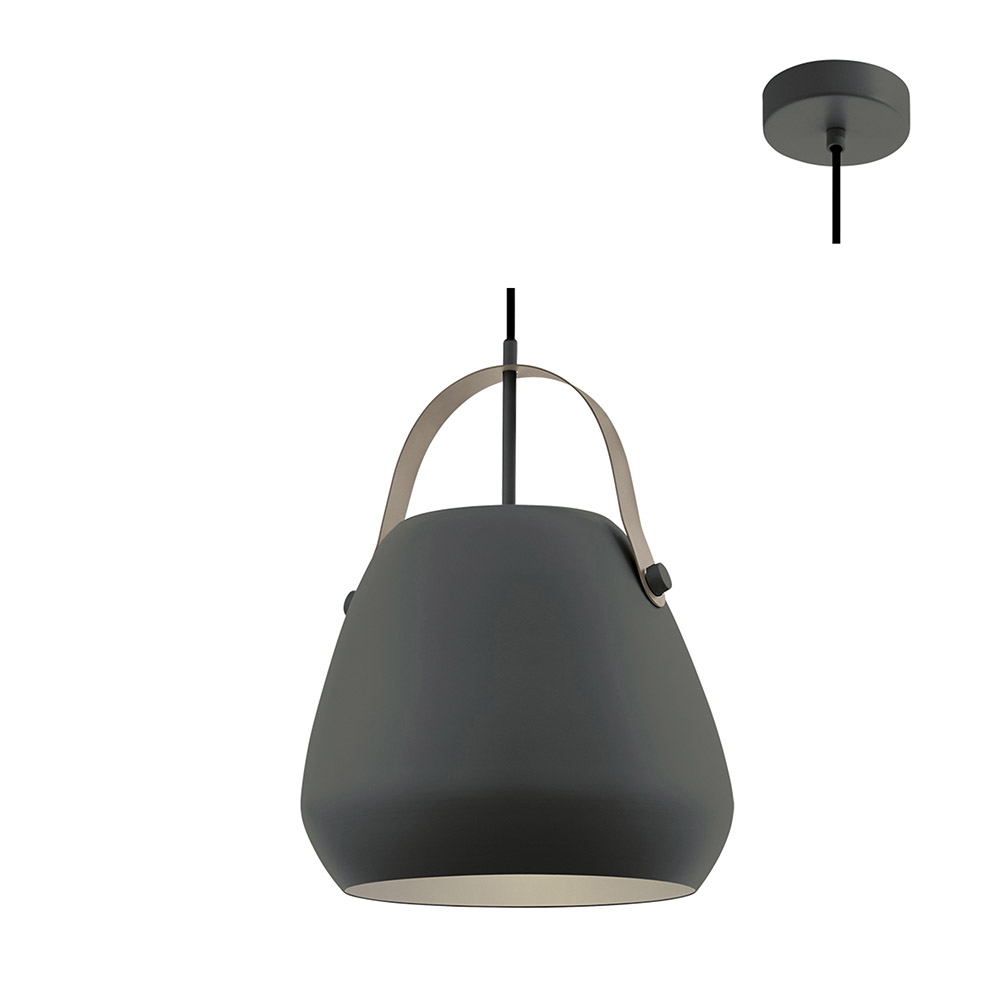 1Lt Dark Grey Bednall Pendant with Light Grey Handle (P1120GY)