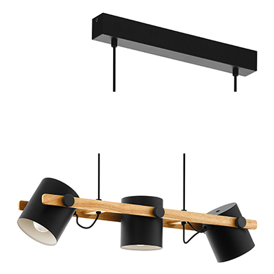 Hornwood Pendant 3L E27 60w Wood/Black (P1125)