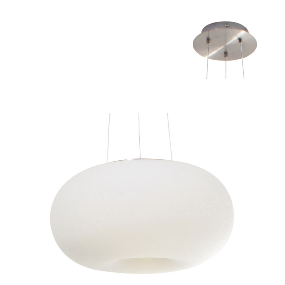 Optica Pendant 350mm Opal Glass Satin Chrome - OPTICA PENDANT 350mm OPAL GLASS SC, P235. (P235)