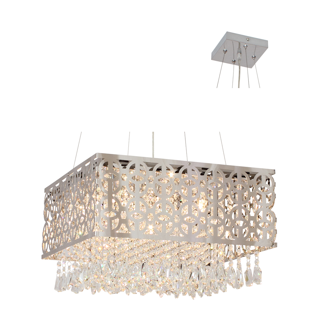 Square Chrome Inside Out Crystal Pendant - Incl. 16 x 10W G4 12V (P373)