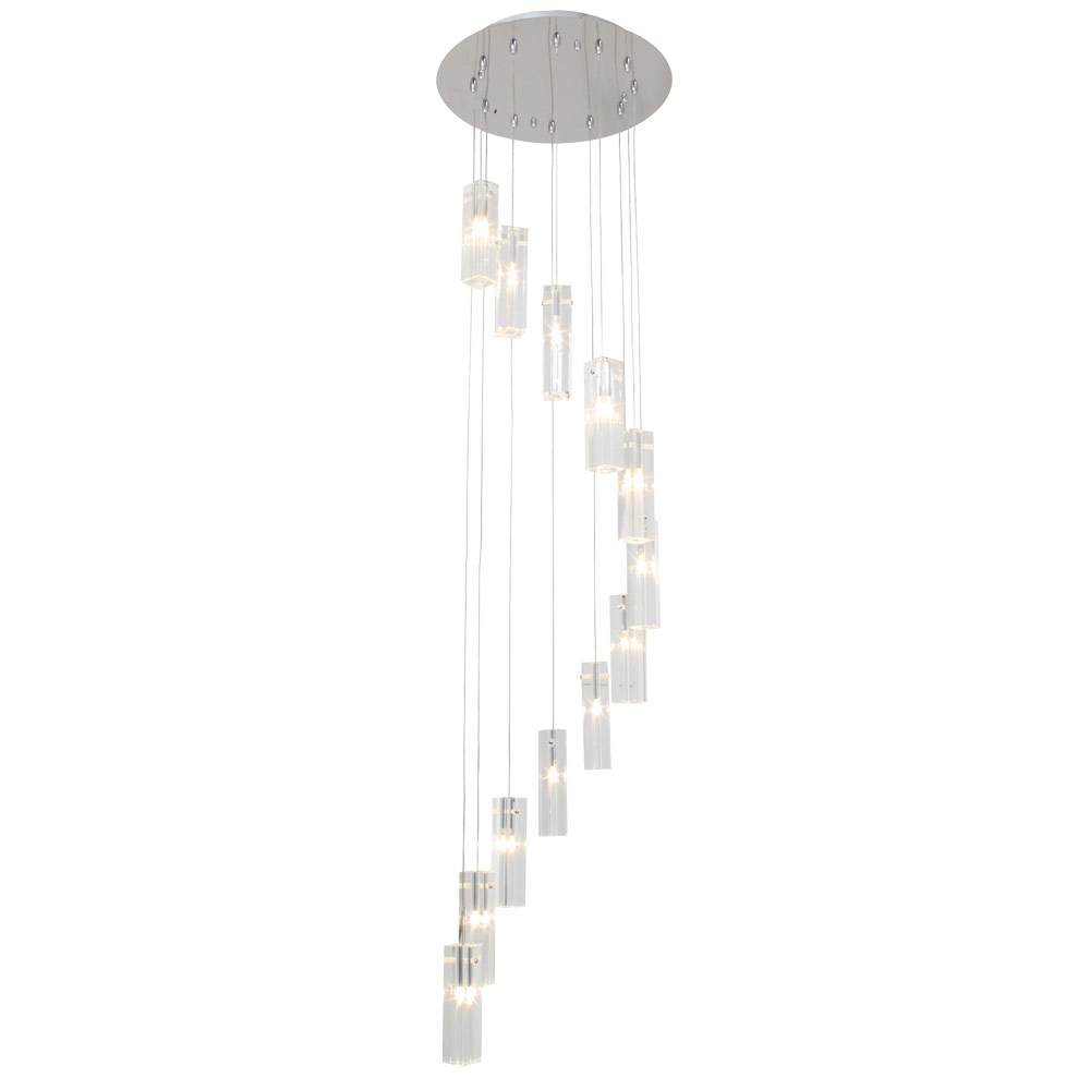 Round Spiral Chrome Crystal Pendant - Incl. 12 x 20W G4 12V (P377)