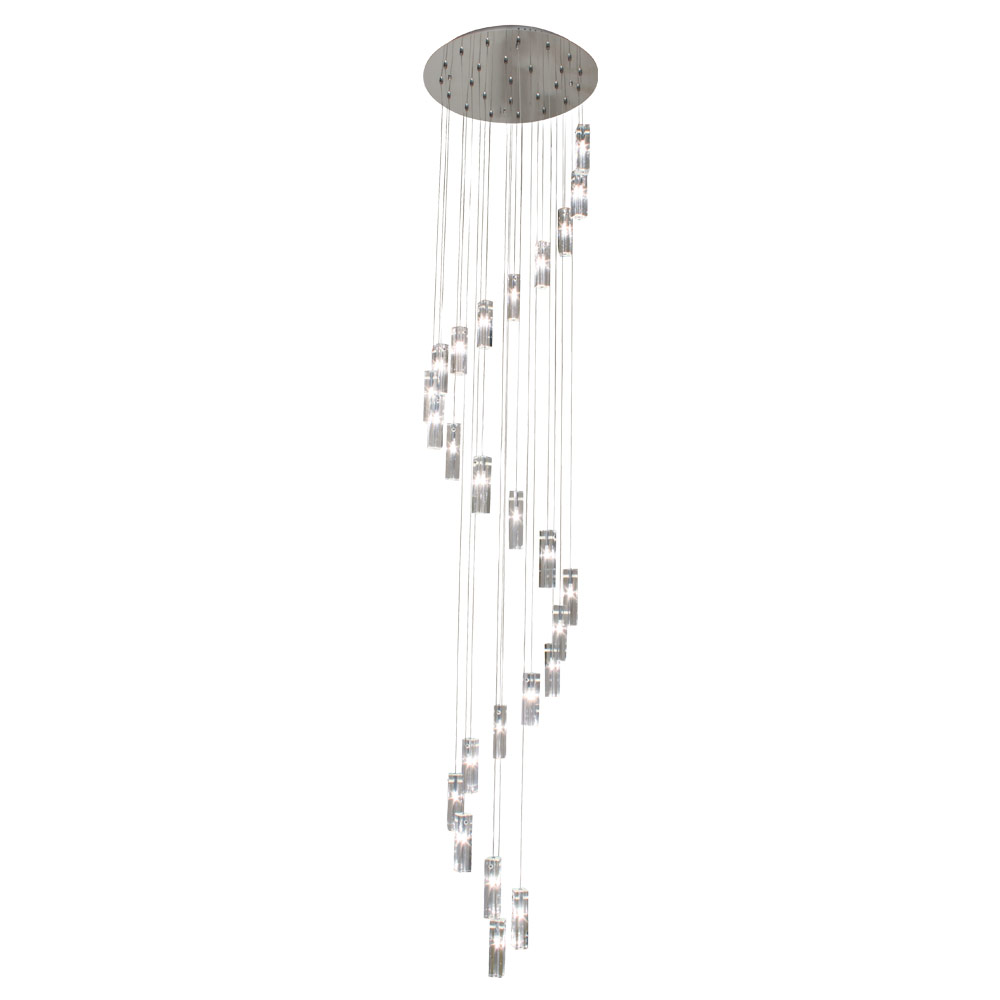 Round Spiral Chrome Crystal Pendant - Incl. 25 x 10W G4 12V (P378)