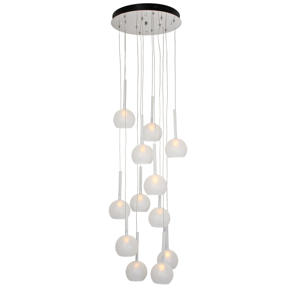 Nebula Pendant 12LT Frosted White Glass Excl 12xG4 10w Bi-pin (P422F)
