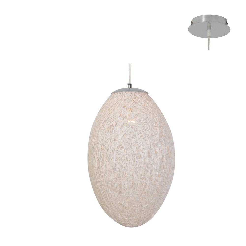 Khoi San Pendant 1LT  Cane & Silk (250mm x 400mm) (P436)